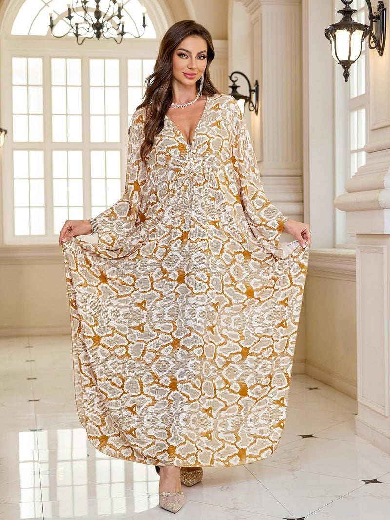 KEYLORTING Women’s Kaftan Beach Cover Up Dress Plus Size Summer Swimsuit Loungewear Maxi Dress - Image 4